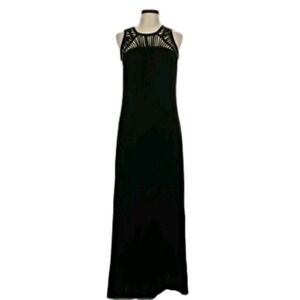 Brixton Ivy Black Maxi Dress With Cut Out Neckline Size Medium Minimalist Chic